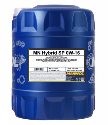 20 Litre MANNOL Hybrid Sp 0W-16 huile moteur Api Sp (RC) Ilsac GF-6B Synthétique - Photo 1/2