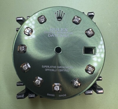 Rolex NonQuick Mens Datejust Custom Green Diamond Dial For Models 1600 & 1601