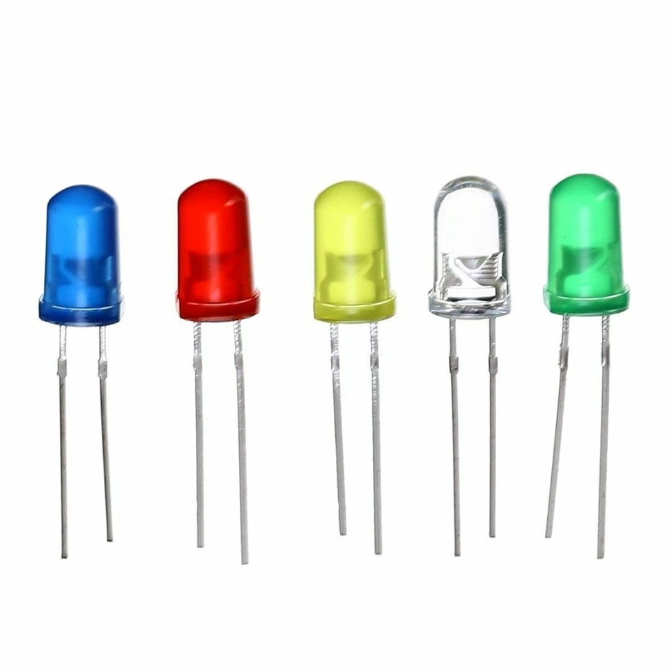 200 Piezas 3mm 5mm Luz LED Blanco Amarillo Rojo Azul Verde Surtido Diodos Kit Caja Foto 2 de 4