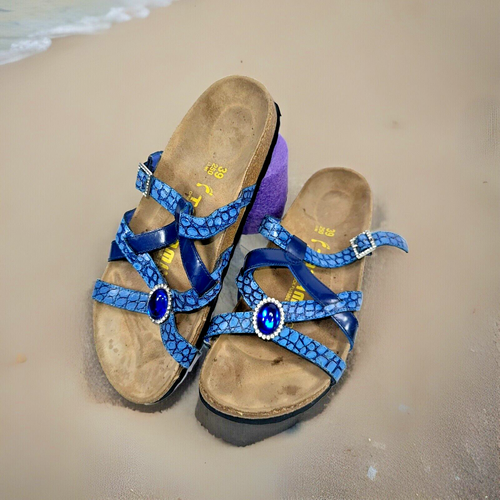 Tatami by Birkenstock Damen-Sandalen blau Riemen mit blauem ovalem Stein Größe 8 - Bild 1 von 13