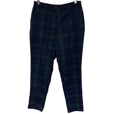 Hot Topic Blue Green Tartan Plaid Pants Ankle Women's Size XL