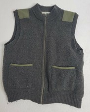 VTG LL Bean Wool Sherpa Lined Full Zip Vest Mens Sz L USA Made Green Hunting