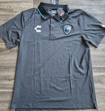 NUEVO CON ETIQUETAS Charly Tampico Madero Jaiba Brava Fútbol Polo Gris Oscuro Para Hombre Talla XL