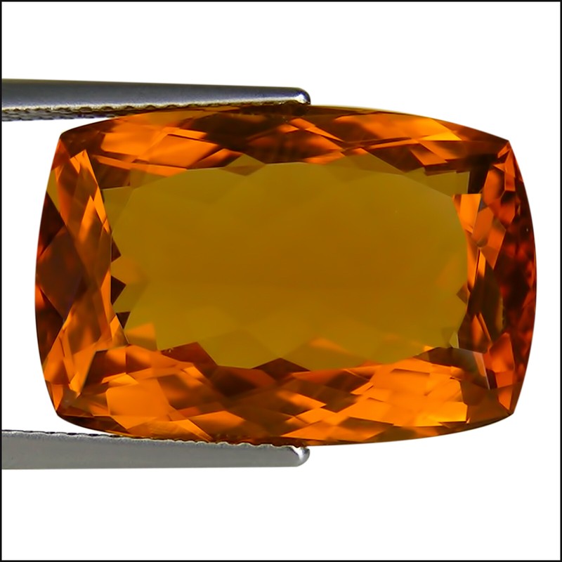 18.14 Ct Natural Honey Quartz Gemstone Honey Brown Color Cushion Cut