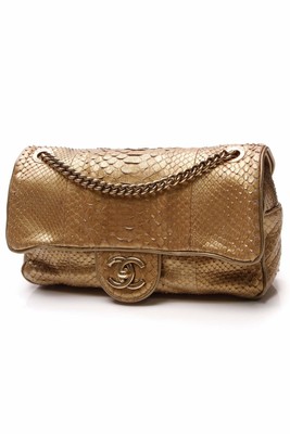 chanel gold python bag