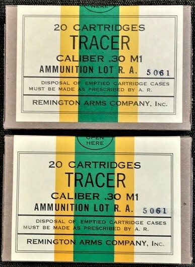 REMINGTON ARMS CO. CAL. .30 M1 TRACER WWII NEW REPLICA 20 ROUND