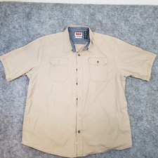 Wrangler Flex for Comfort Western Shirt Mens XL Button Beige Short Sleeve