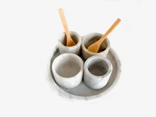 Dreamstone Natural Stone Cup/base Plate/wood Spoons - Home, Kitchen Decoration