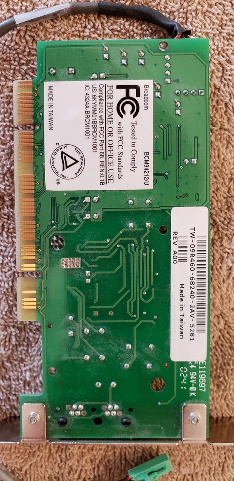 Broadcom 56k V.92 Internal Data/Fax Modem PCI Card BCM94212/U + Cable - Image 4 of 4