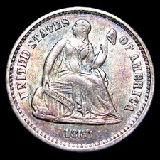 1861 Seated Liberty Half Dime Silver ---- Stunning Coin ----  #578D