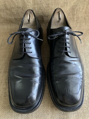 Gucci Mens Black Leather Plain Toe Derby Shoes Size UK 7.5  display picture 1