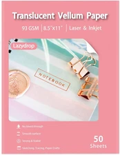 Translucent Vellum Paper 8.5X11 Inches, 50 Sheets Printable Transparent 93GSM/63