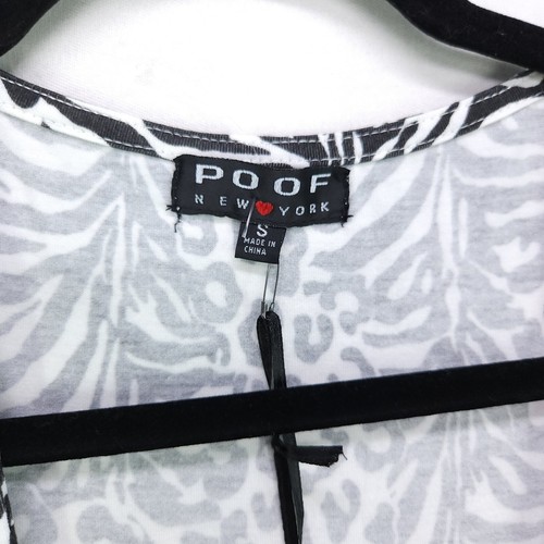 Mini vestido corto Poof New York ajustado y acampanado para mujer pequeño estampado de cebra elástico - Imagen 6 de 14