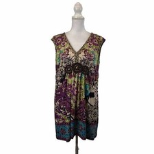ICE Multicolor Sleeveless Multicolorasual Mini Medium Dress M Paisley Floral