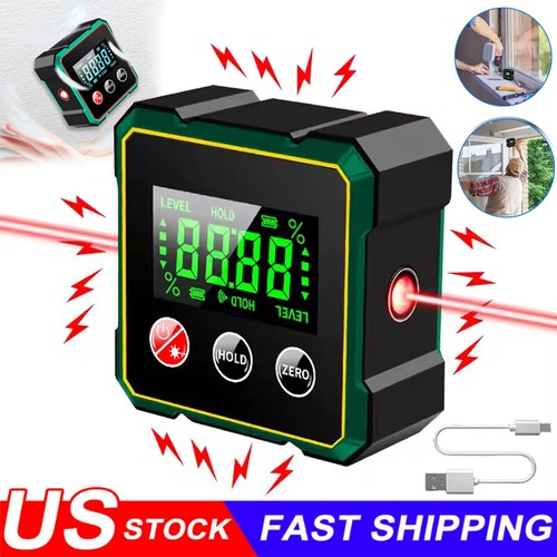 Magnetic Digital Angle Finders with Electronic-Laser, LCD Angle Tool Type-C 2025
