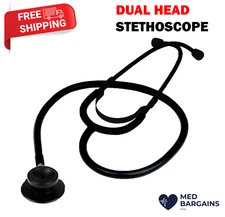 Dual Head Stethoscope for Doctors Nurses EMTs EverDixie - Stealth Black