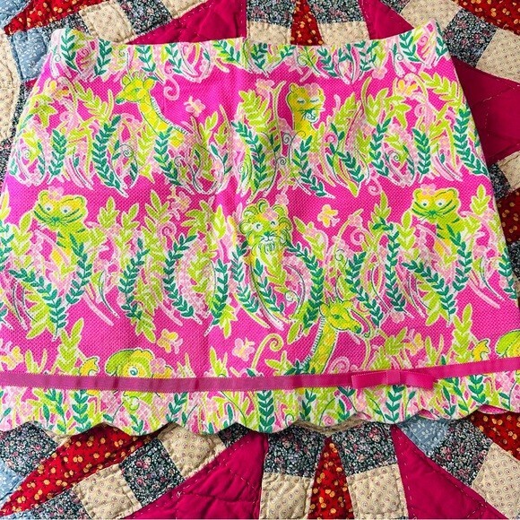 Gonna bianca etichetta Lilly Pulitzer taglia 8 fila milionaire in rosa ibisco