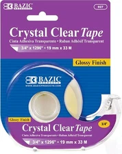 BAZIC Crystal Clear Tape w/Dispenser 3/4" X 1296", Transparent Stationery Tapes