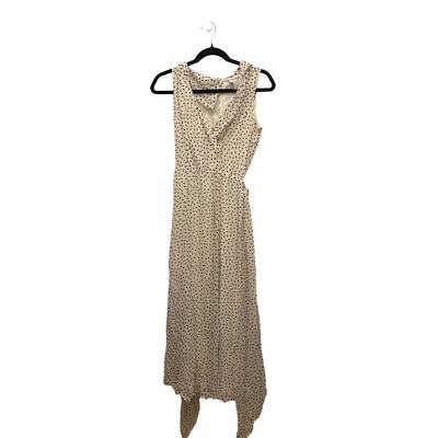 White with black and gray Bloomingdale’s polka dot dress size 6