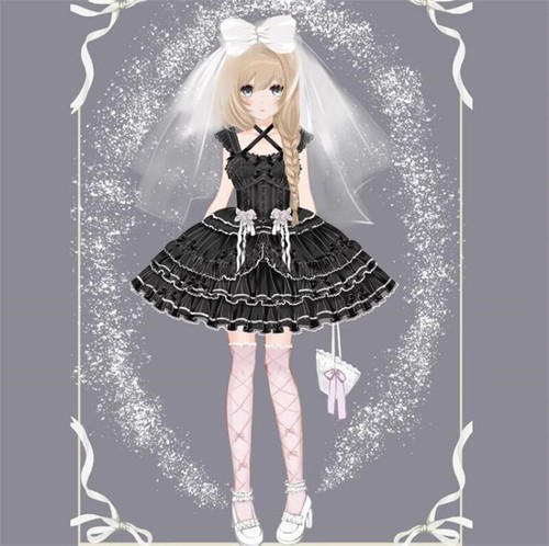 Japanese Lolita Ruffled Sweet High Waist Princess Women Dress Gothic Dress - Bild 23 von 28