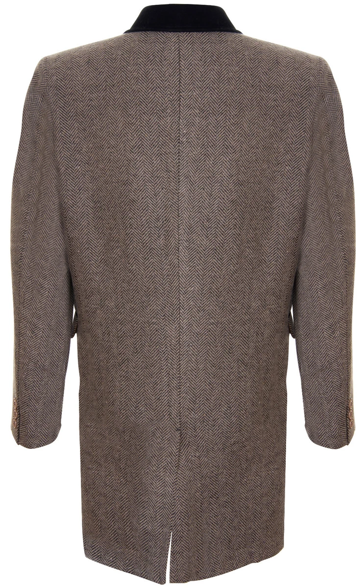 Herringbone tweed shop coat mens
