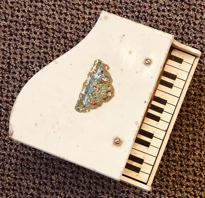 Antique Baby Grand Piano Toy white 'Orchestra Piano' Rare Nice Gift!