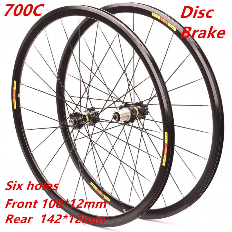 700C Road Disc Brake Bicycle Wheels Axle/QR Six Hole