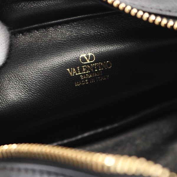 Valentino Garavani V Handbag Leather Black Women Used Authentic thumbnail 4