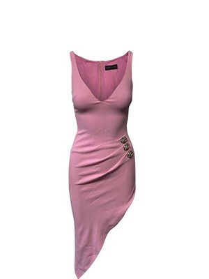David Koma Crystal Embellished Asymmetric Dress In  Acetate Women Pink Size 2