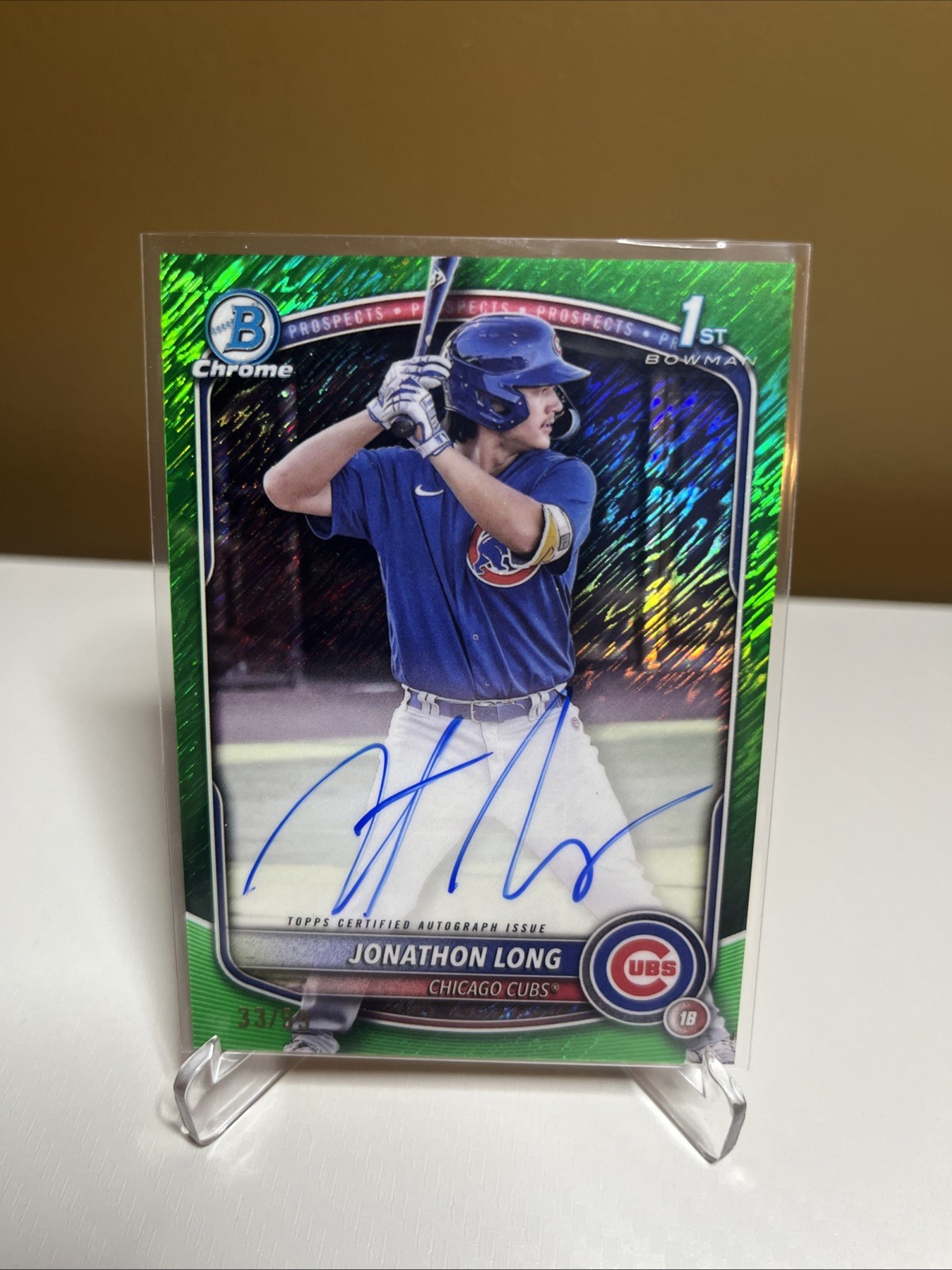 2025 Bowman Chrome Prospect Auto Jonathon Long #CPA-JLG Green Shimmer /99 Cubs 