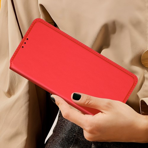 Étui Portefeuille Pour Xiaomi Redmi Note 13 5G - Pliant, Support Vidéo, Couleur Rouge, Neuf
