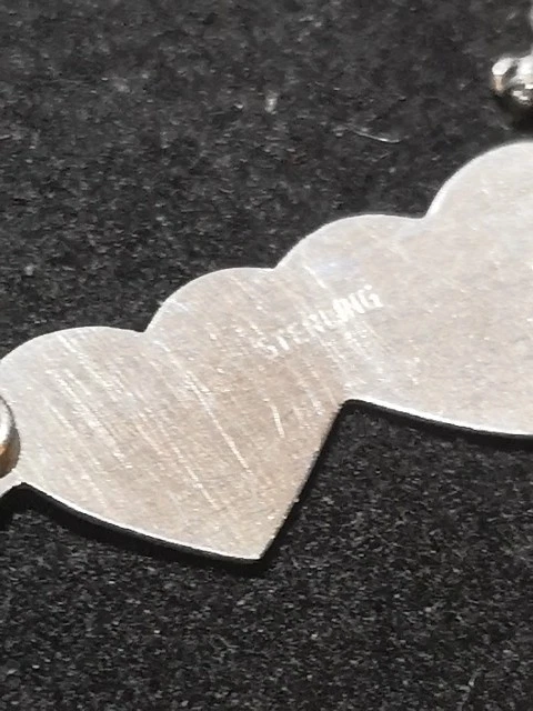 Vintage Double Heart Panel Bracelet / Anklet Sterling Silver 925