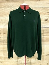 Vintage Polo Ralph Lauren Lambswool Knit Long Sleeve Polo Sweater XL Green