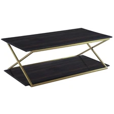Armen Living Westlake Modern Wood & Metal Coffee Table in Dark Brown/Gold