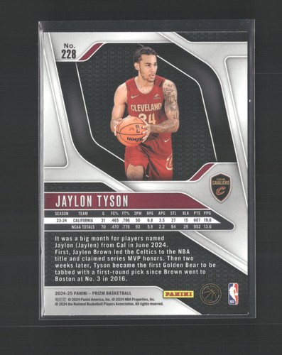 2024-25 Panini Prizm #228 Jaylon Tyson - Picture 2 of 2