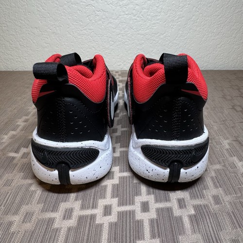 Nike Kids Team Hustle D 11 Red Black Mid Top Basketball Shoes Adjust Strap 4.5Y - Picture 4 of 8
