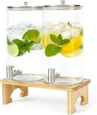 2 Pack 1.5 Gallon Drink dispenser W/ Stand  Glass Beverage Dispenser