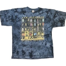 Led Zeppelin Physical Graffiti XL Single Stitch Liquid Blue Tie Dye Y2k 90s Tee