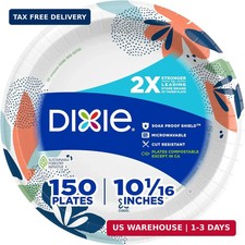 Dixie Large Paper Plates, 10 Inch, 150 Count,...