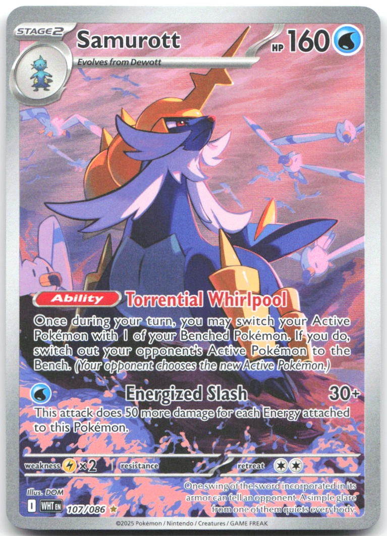 Samurott 107/086 Holo Illustration Rare White Flare Pokemon Near Mint