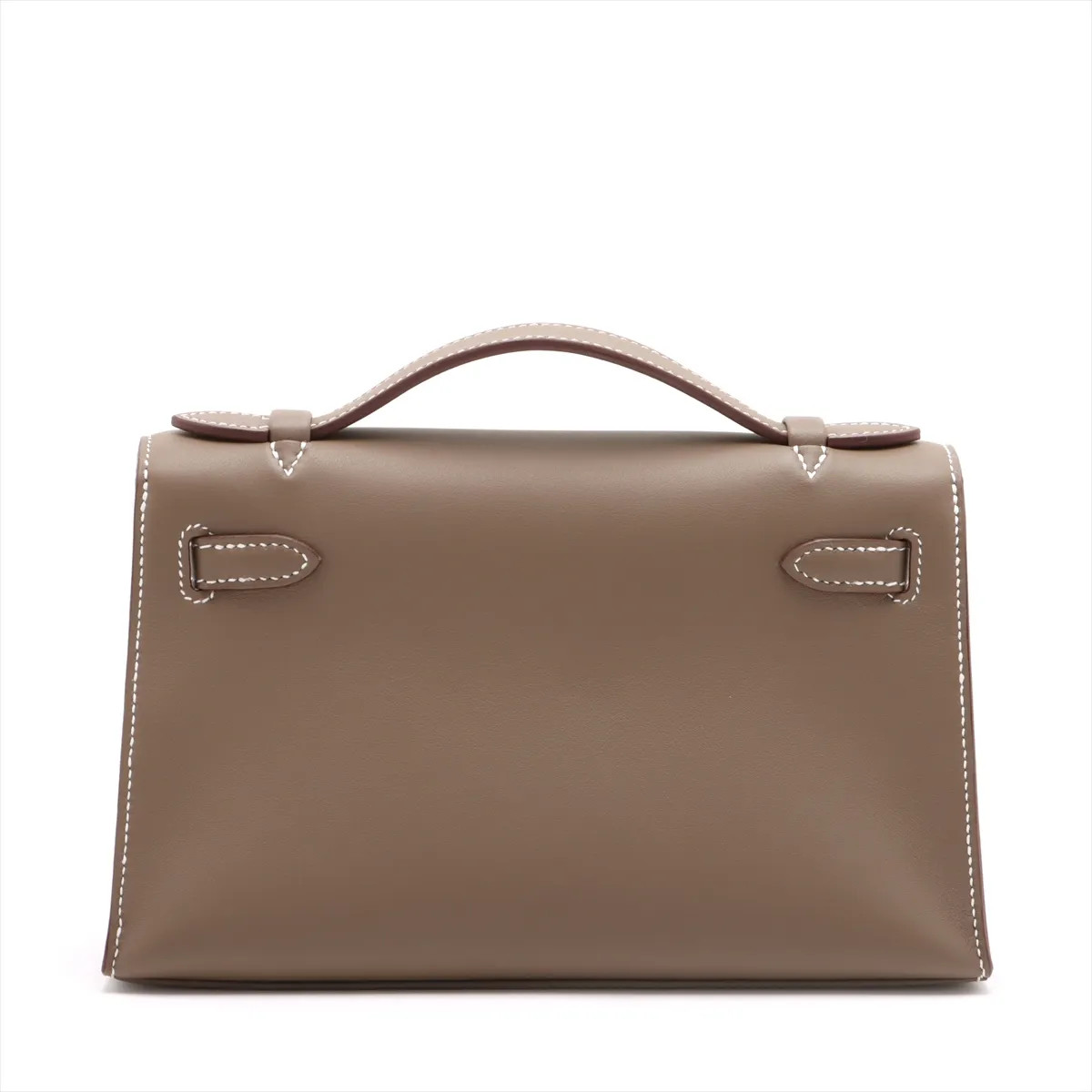 Hermès Pochette Kelly Mini Veau Swift Etoupe Silver Metal Fittings