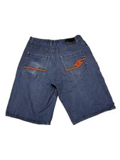 Y2K ENYCE Jean Shorts Jorts Embroidered Baggy Fit Adult size 38 Grunge Skater