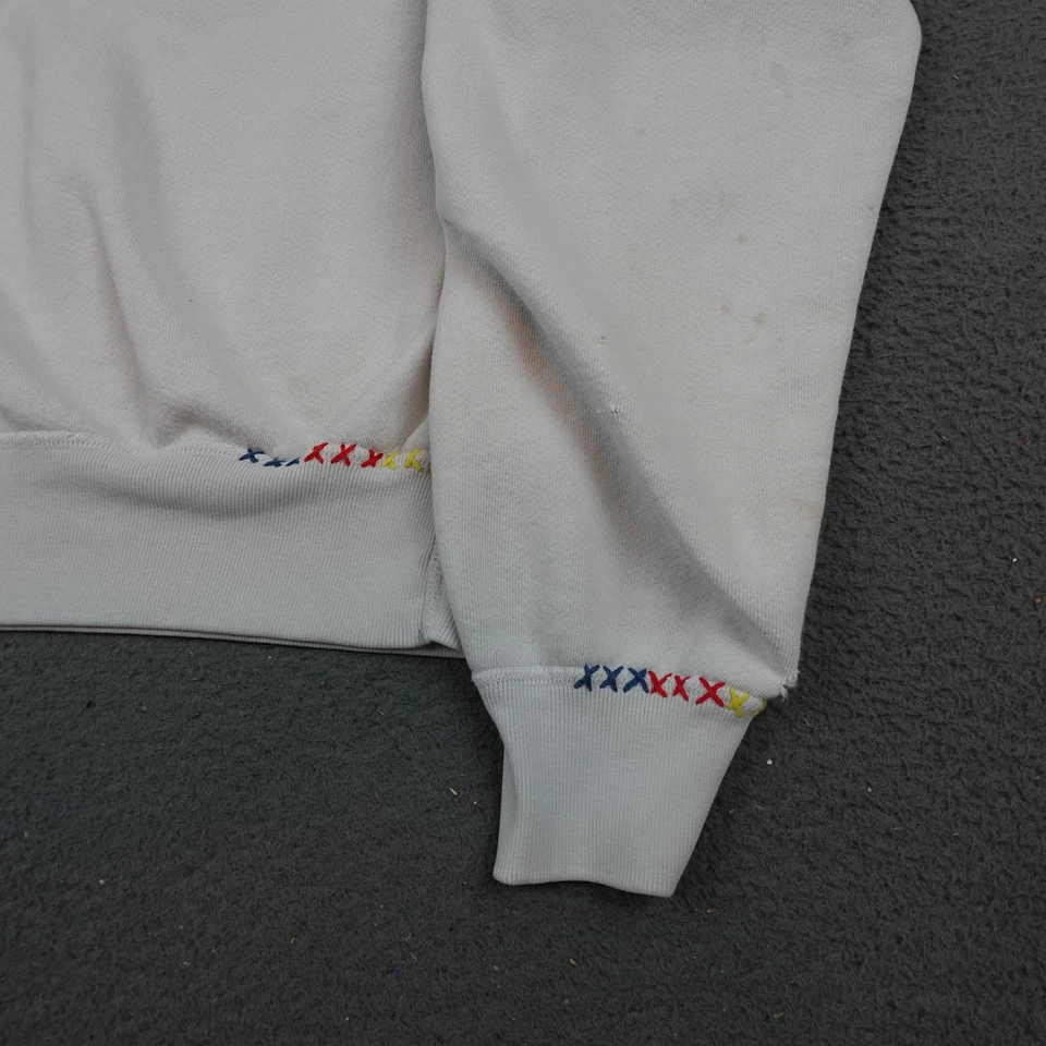 Vintage Free People Riley Sweatshirt Womens Large White Patchwork USA 90s - Image 2 of 4