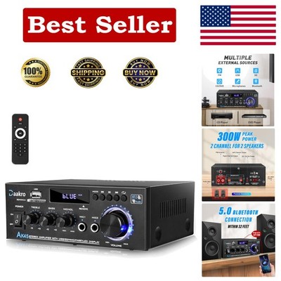 Wireless 300W Bluetooth 5.0 Amplifier with USB/SD Input - Home Theater Essential