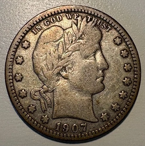1907-S Barber Quarter - Fine Condition - Better Date!