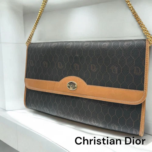 Sac bandoulière Christian Dior cuir pvc marron foncé femme authentique du JAPON