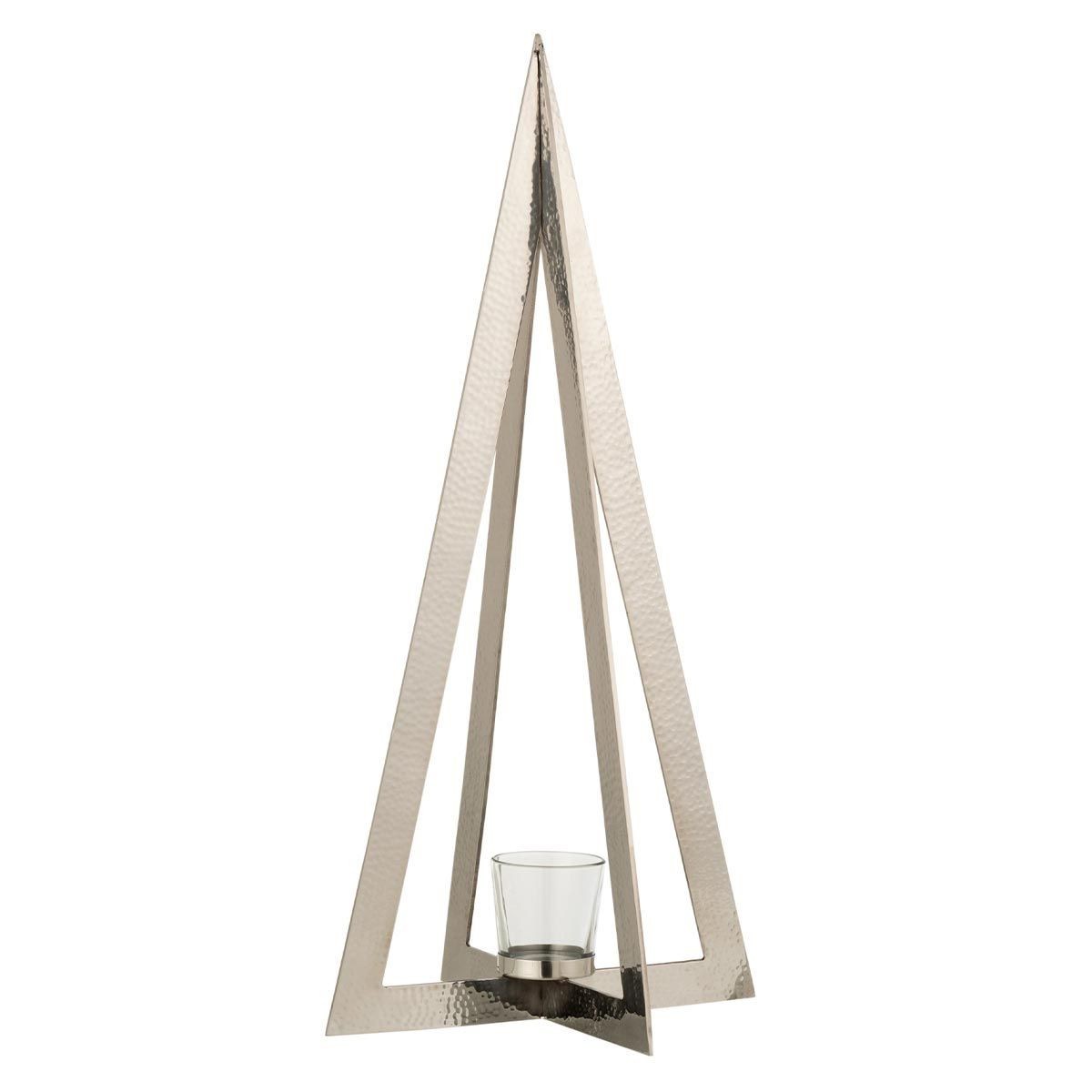 Photophore en métal arbre argenté 58cm déco de table pour soirée d'ambiance