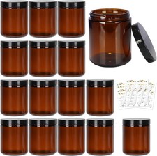 8 oz Amber Glass Jars with Lids, 15 Pack Empty Glass Storage Containers for DIY