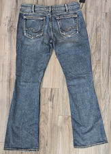 NWT - Silver Jeans Womens SUKI BOOTCUT Indigo Blue Distressed Jeans Sz 33x33