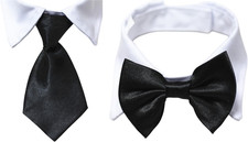 Dog Necktie Pet Tuxedo Cotton Collar with Black Tie for Small Medium and Large D